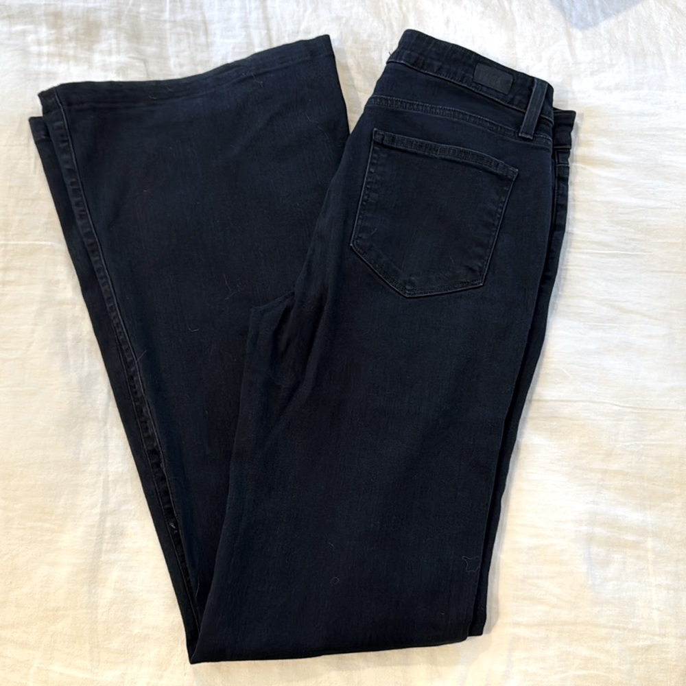 Paige dark blue 34” inseam flare jeans